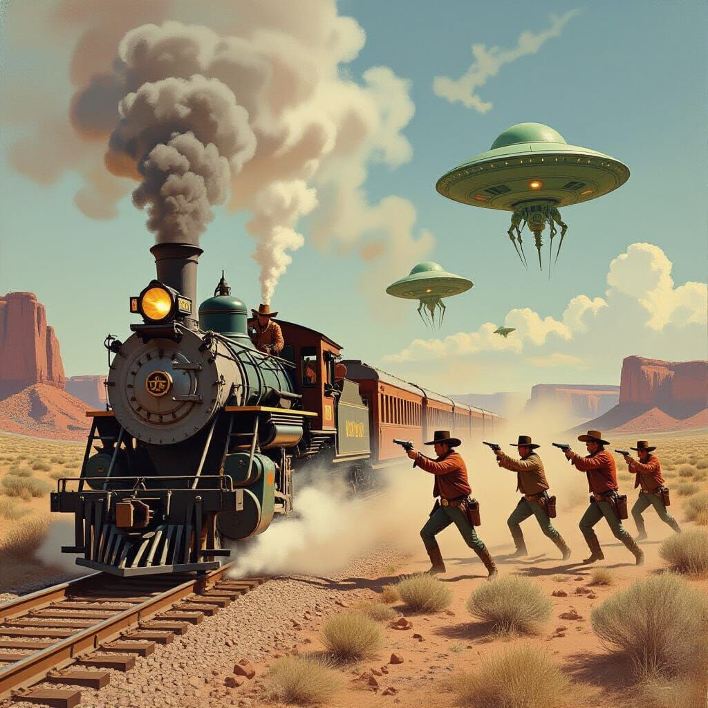 Wild West Train Robbery Meets Alien Invasion