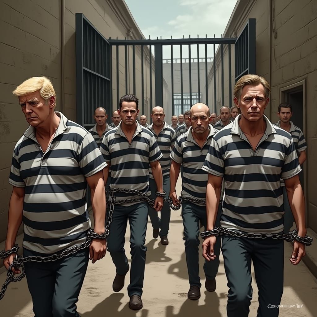 Realistic Anime Chain Gang in 19th-Century Prison