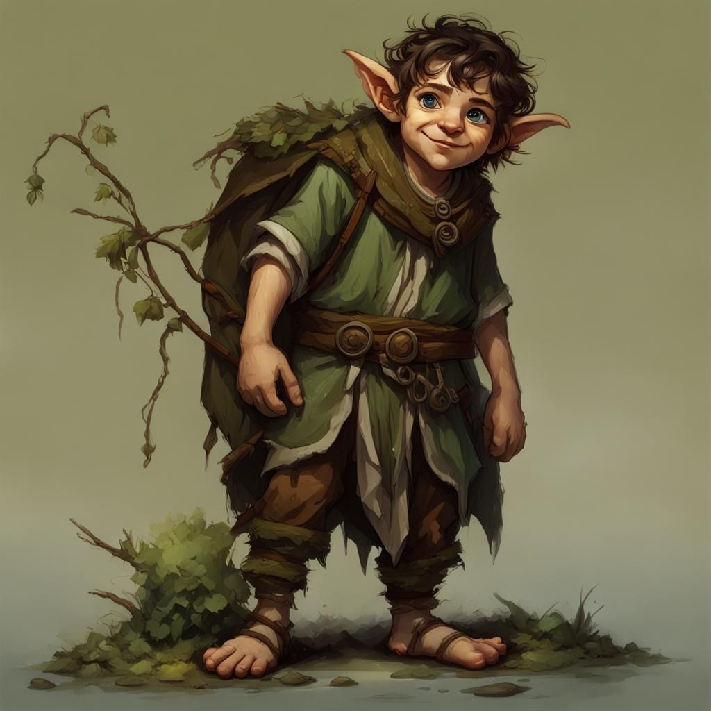 Halfling Druid with Glass Shard, Detailed Matte Painting