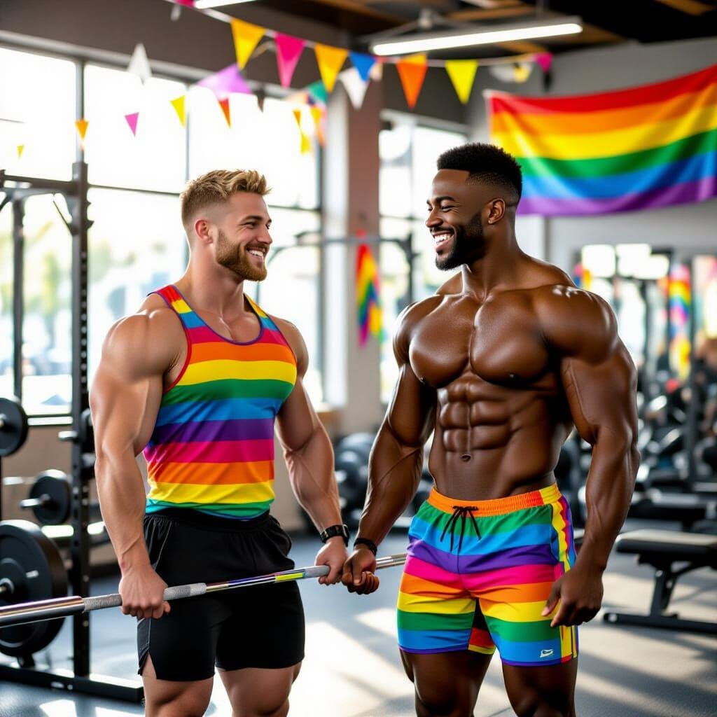 Gay Bodybuilders Celebrate Pride in Colorful Gym