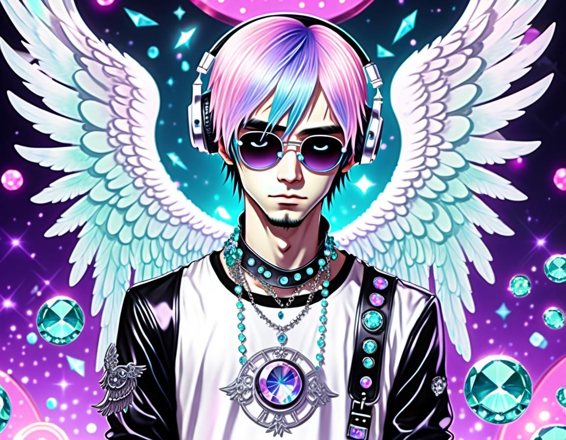 Pastel Goth Angel DJ Spins in Vibrant Club Scene