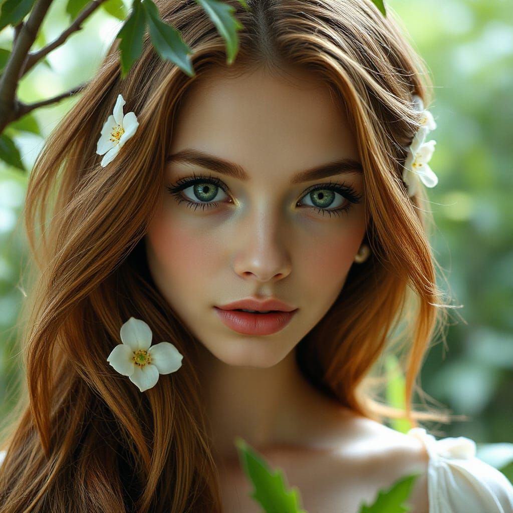 Emerald Eyes: A Hyperrealistic Portrait in High-Fashion Styl...