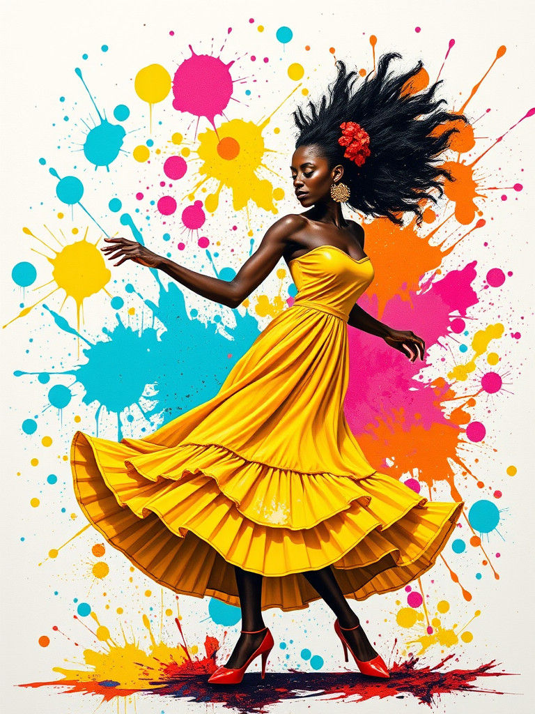 Dynamic African Dance with Pop Art Flair