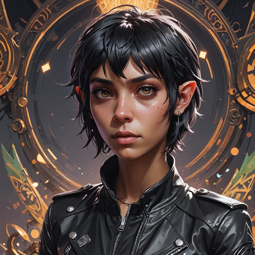 Goblin Pop Star Portrait in Emo Style