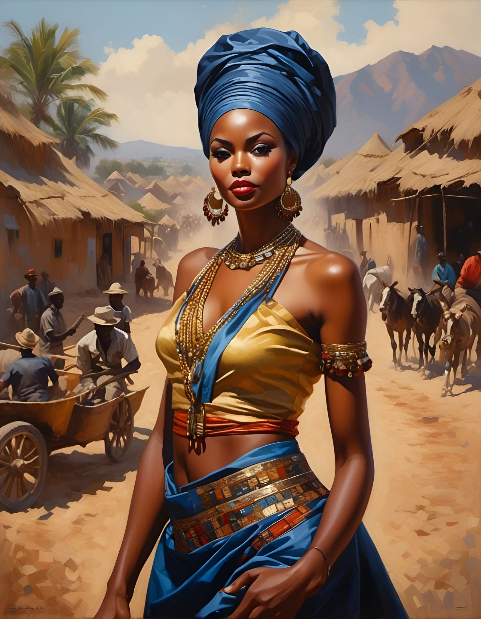Stunning African Woman in Traditional Village Setting