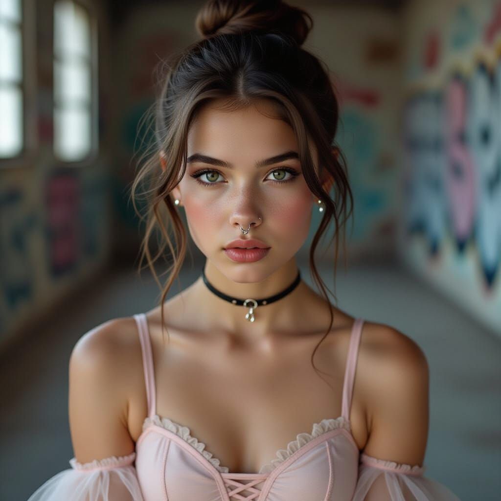 Rebellious Ballerina in Gritty Urban Setting