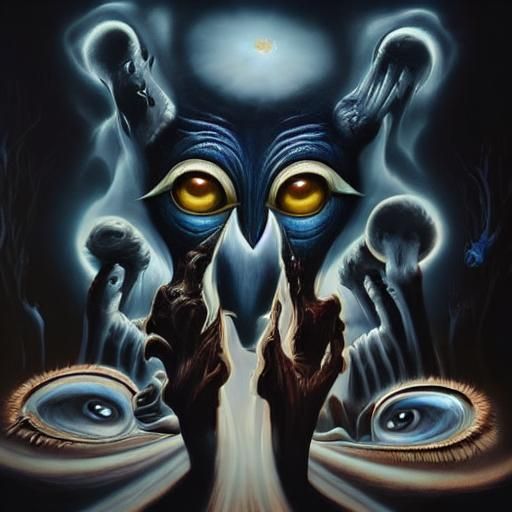 Creepy Gothic Face in Black and White Digital Art