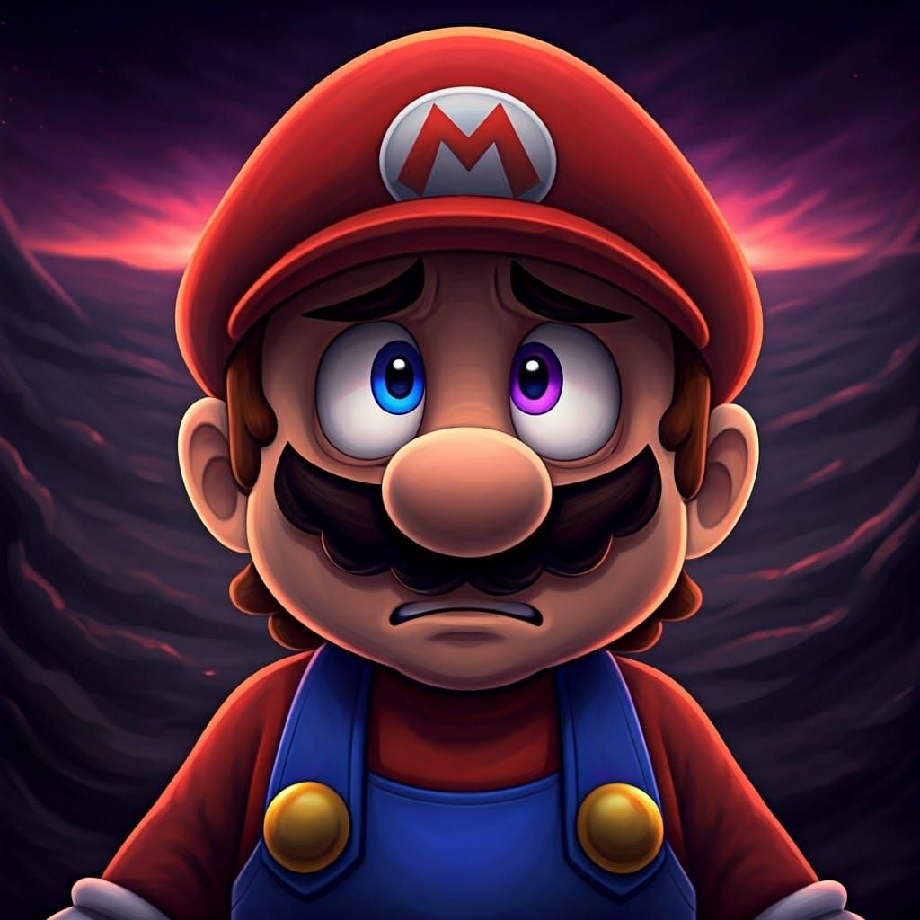 Dramatic Mario Pleads for Salvation in a Desolate Void