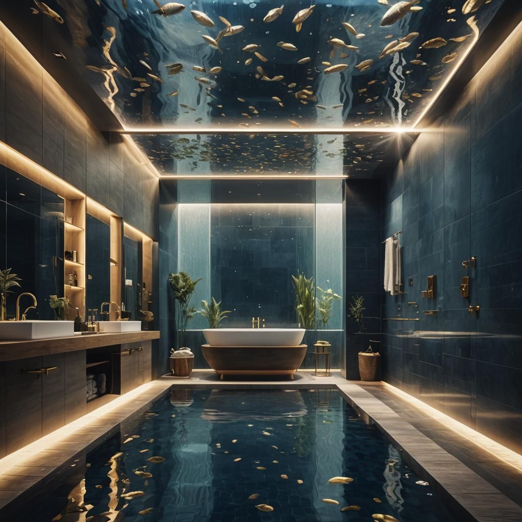 Underwater Dream Bathroom with Shimmering Fish