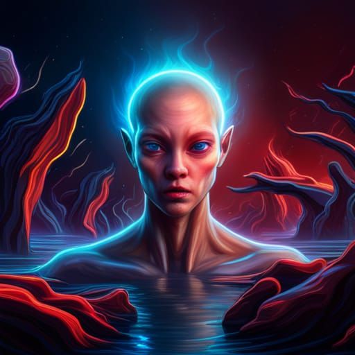Neon Brain Alien Empathy: Fantasy Concept Art