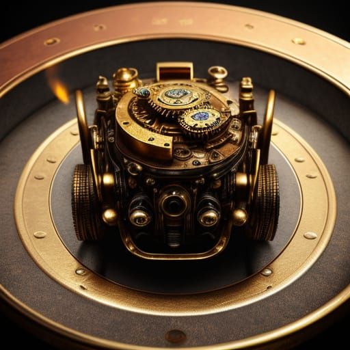 Steampunk Sports Car Engine in Golden Hour