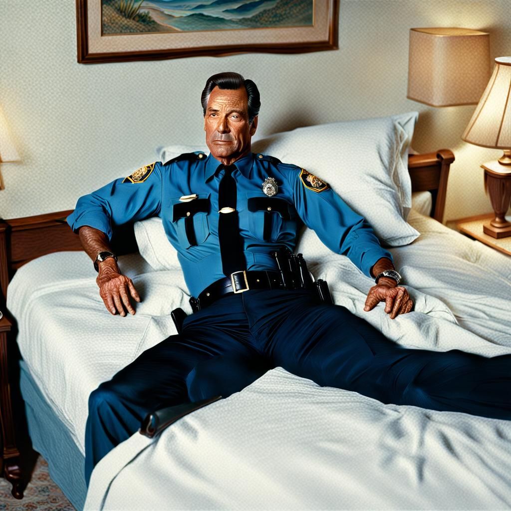 A 53-year-old tall Florida cop from 1988 kind of half laying...