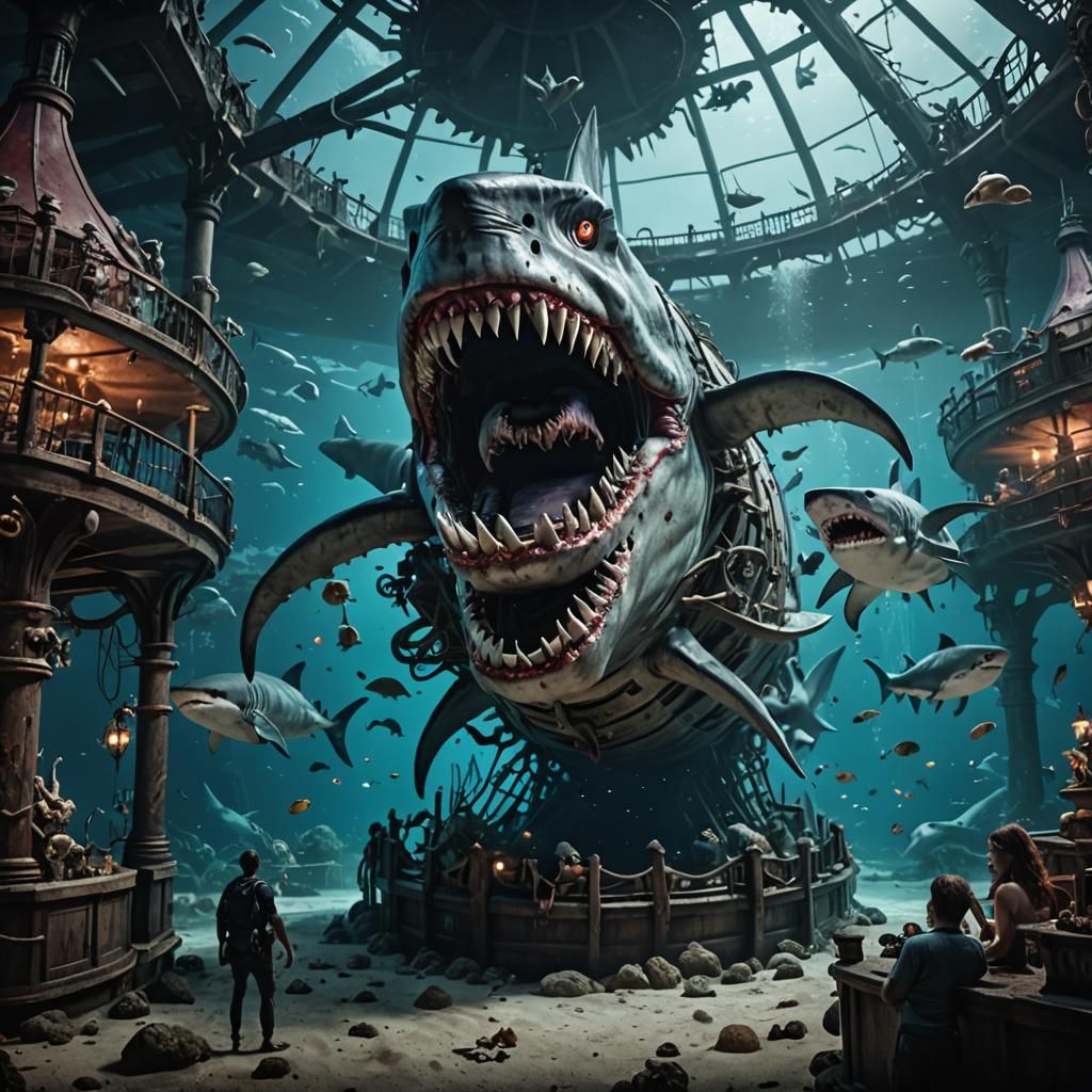 Underwater Horror Park with Haunted Pirate Ships