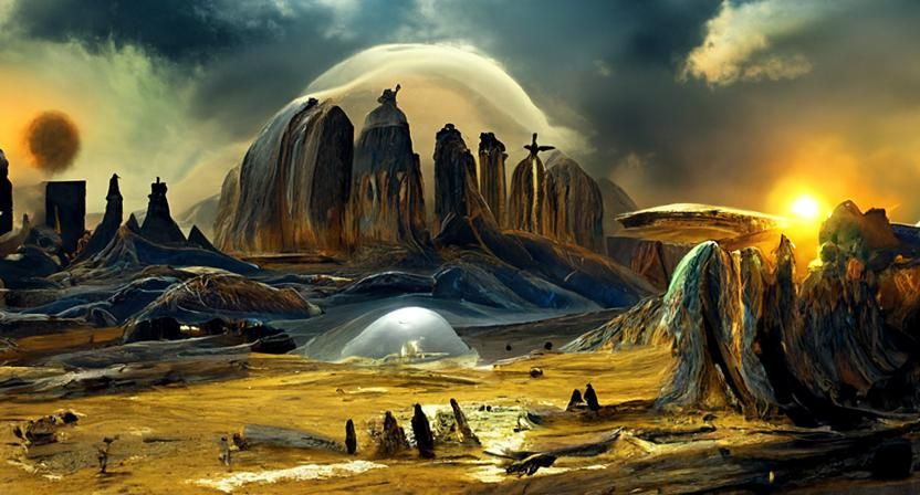 Alien Landscape Concept Art in Science Fantasy Style
