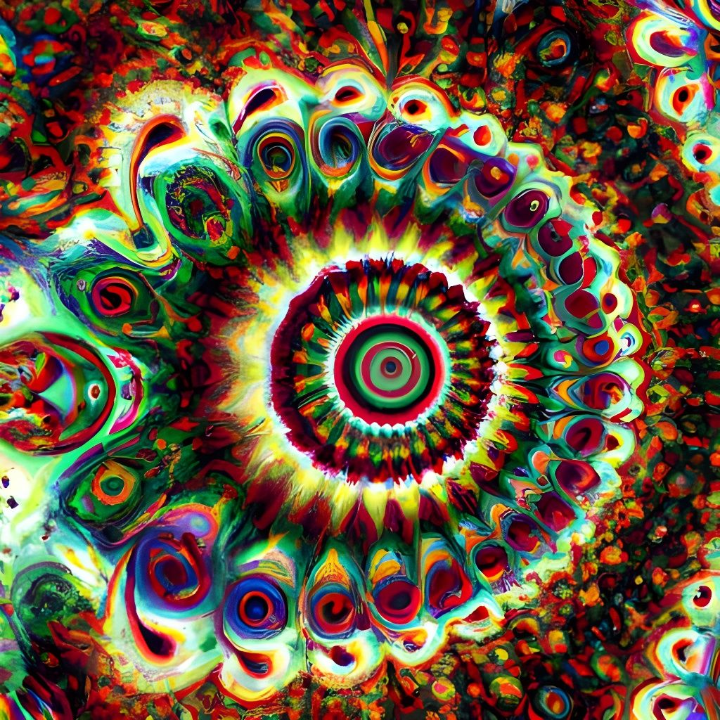 Psychedelic Fractal Patterns in Jungle Landscape