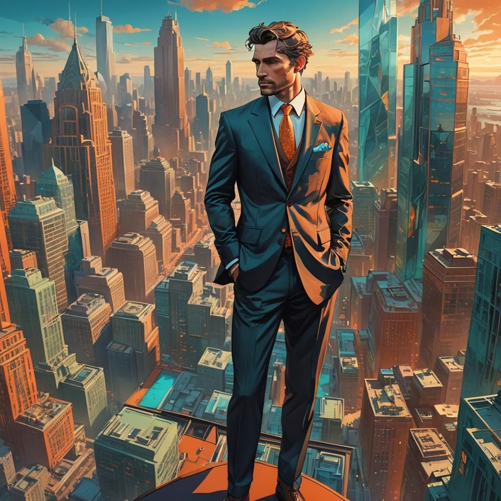 Successful Businessman in Luxurious Office, Art Nouveau Styl...