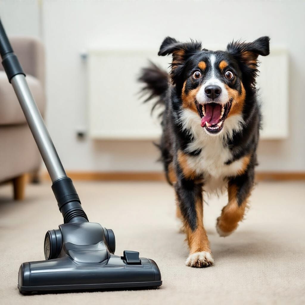 Dog Flees Terrified from Loud Vacuum Cleaner