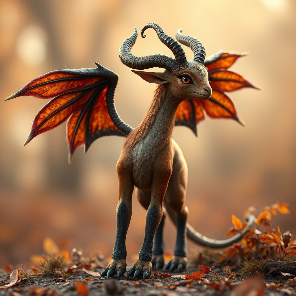 Majestic Mythical Creature with Autumnal Wings