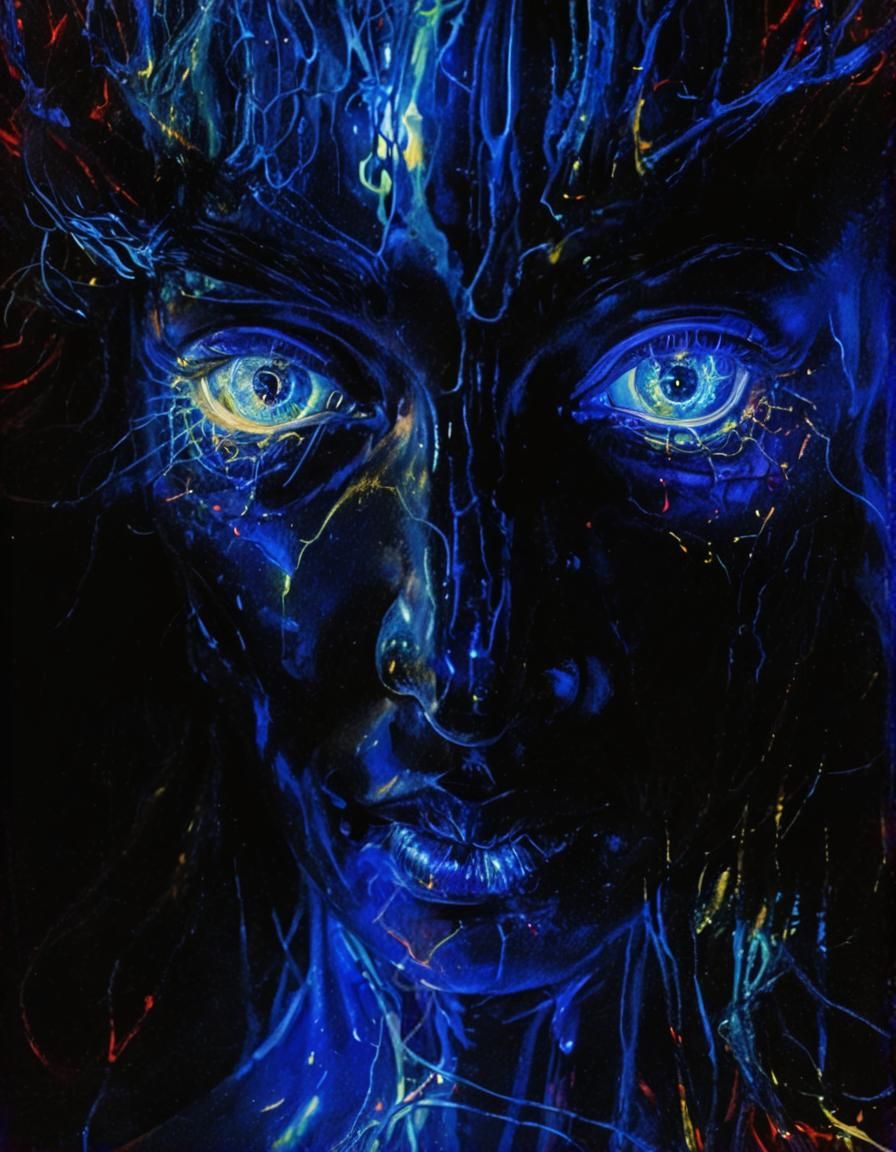 Dreamy Woman with Pulsing Neurons in Surreal Style