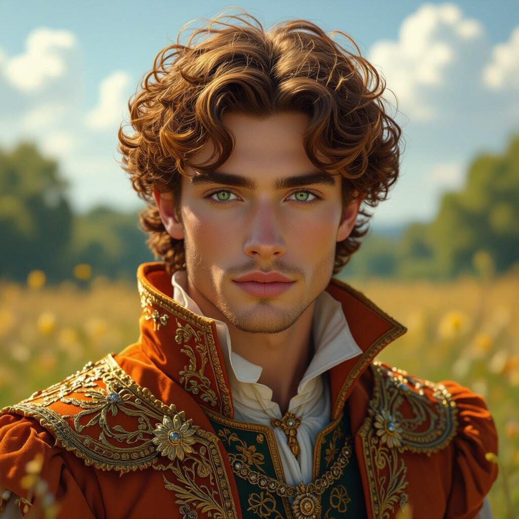 Handsome Fantasy Prince in Sunny Field