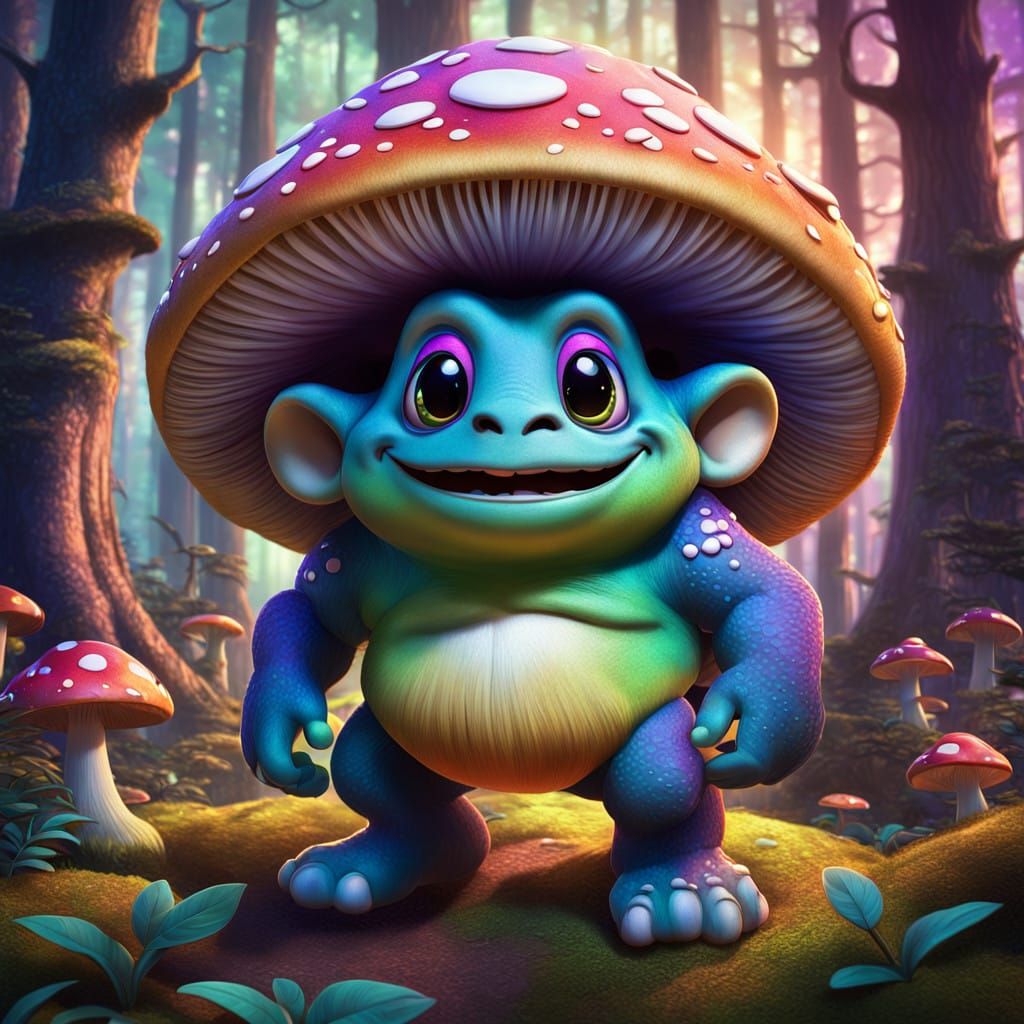 Fantasy Creature in a Vibrant Sunset Landscape