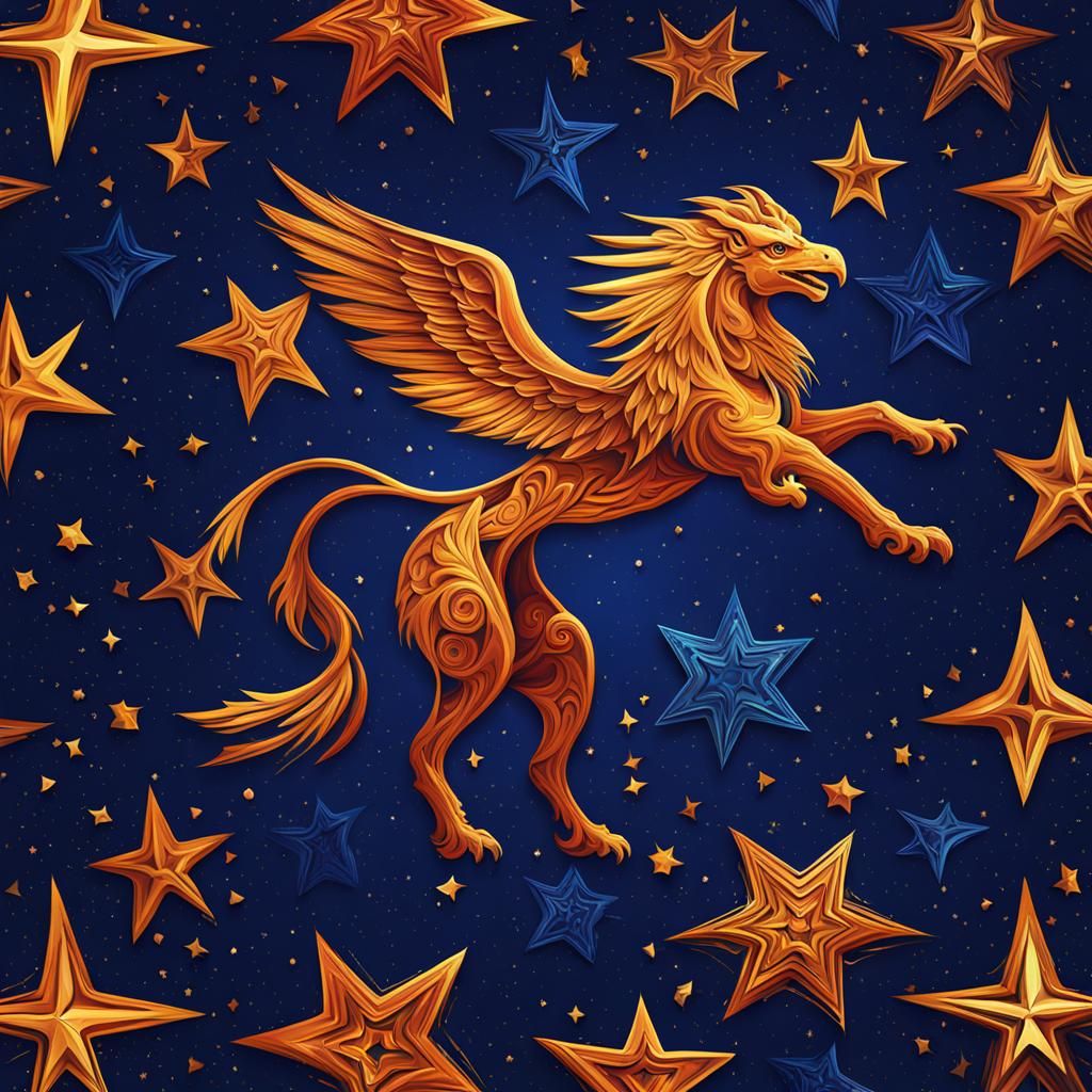 Star Griffin in Abstract Digital Matte Painting