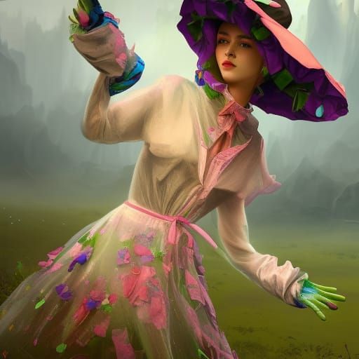 Trash bag and cloth pieces dress