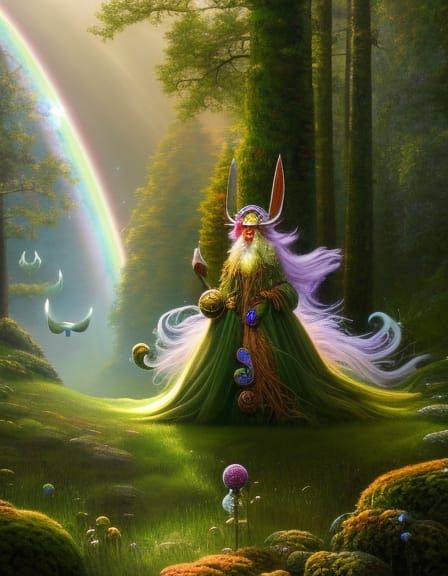 Whimsical Leprechaun in Enchanted Forest Painting