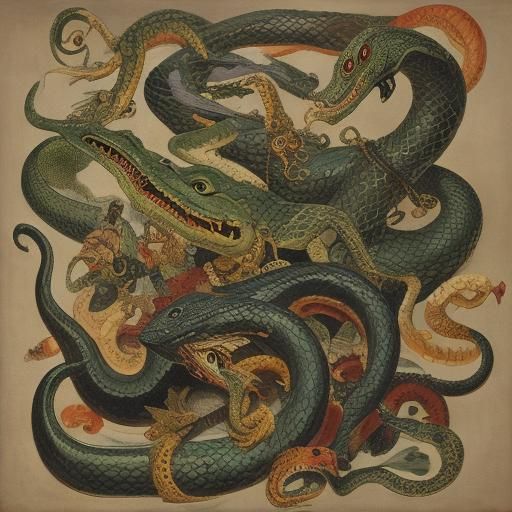 Serpents Inspired by Baroque and Expressionist Art