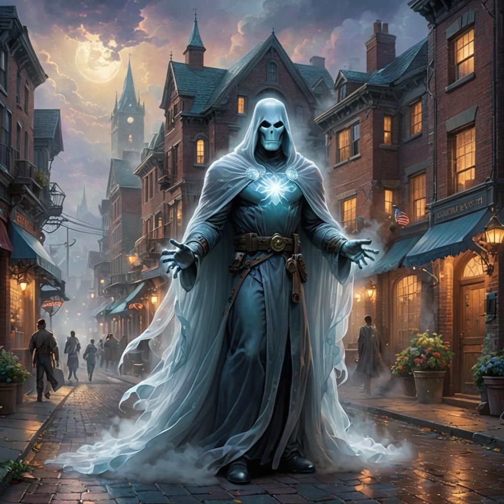 Ethereal Semitransparent Ghost in Luminist Style