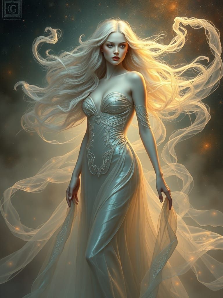 Ethereal Voluptuous Woman in Dreamlike Cosmos