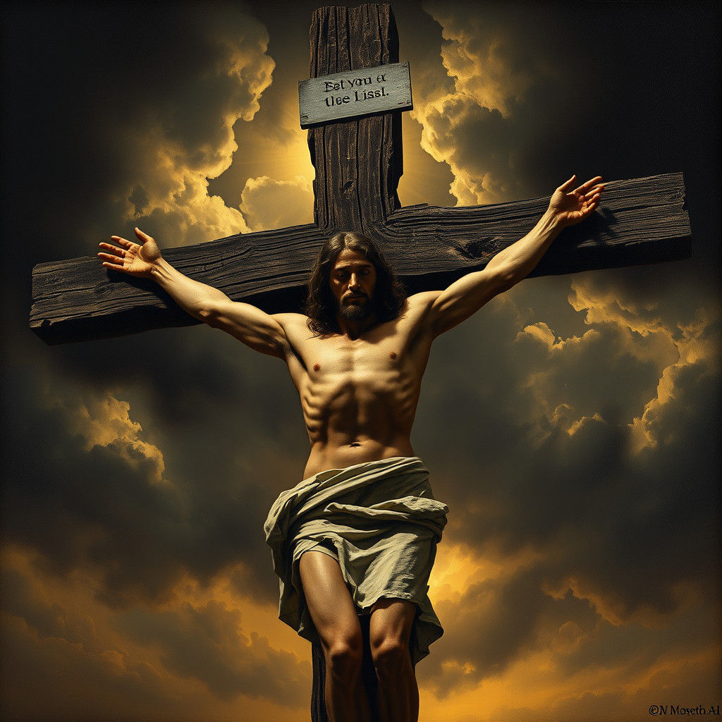 Dramatic Scene of Jesus Christ on the Cross