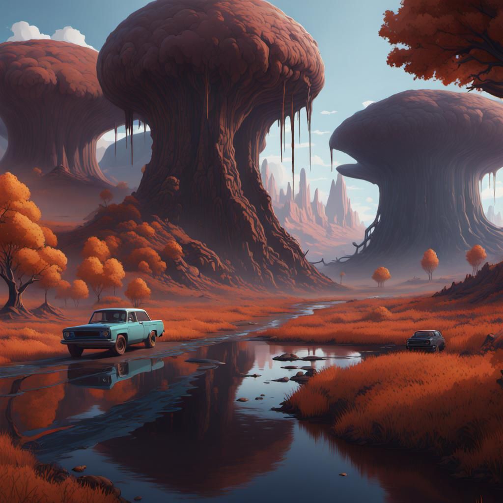 Detailed Matte Painting Inspired by Tales from the Loop