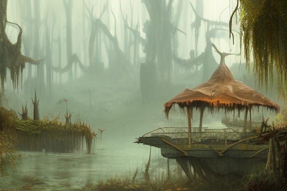 Steampunk Village in a Post-Apocalyptic Bayou