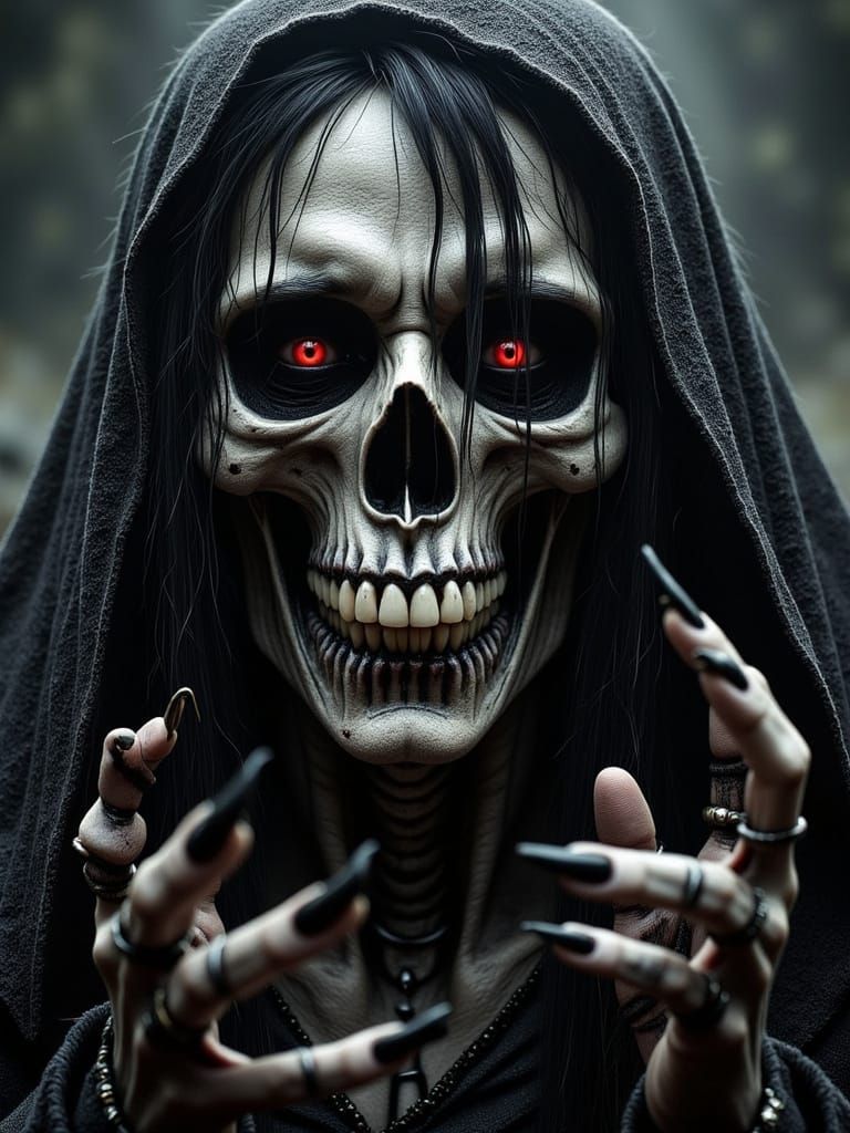 Creepy Undead Necromancer in Witchcore Style