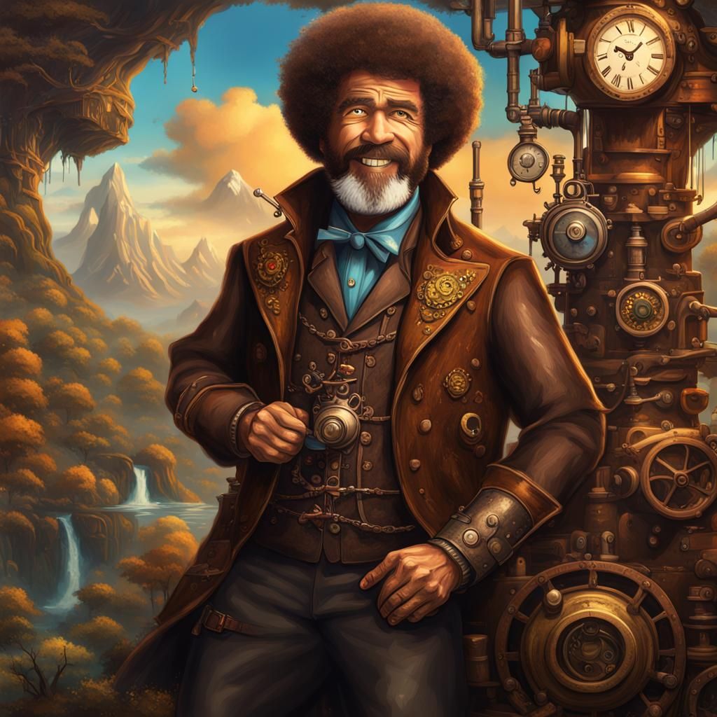 Steampunk Bob Ross: Detailed Matte Painting