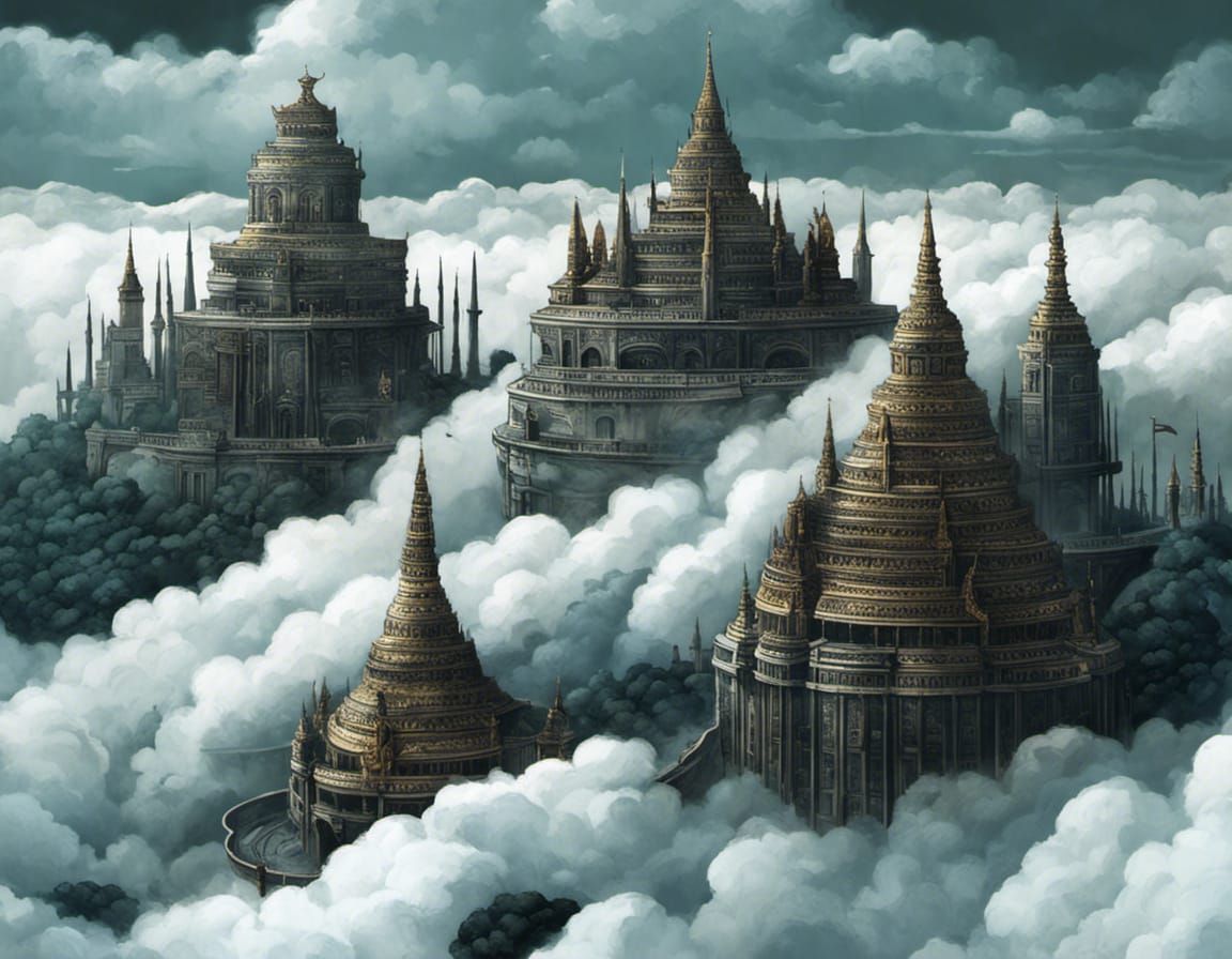 Ancient City in the Clouds at Golden Hour