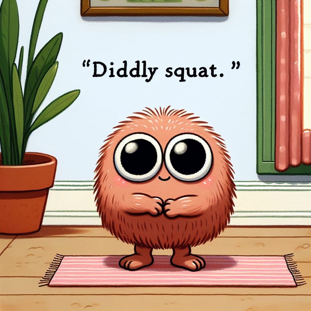 Humorous Illustration of Diddly Doing Squats