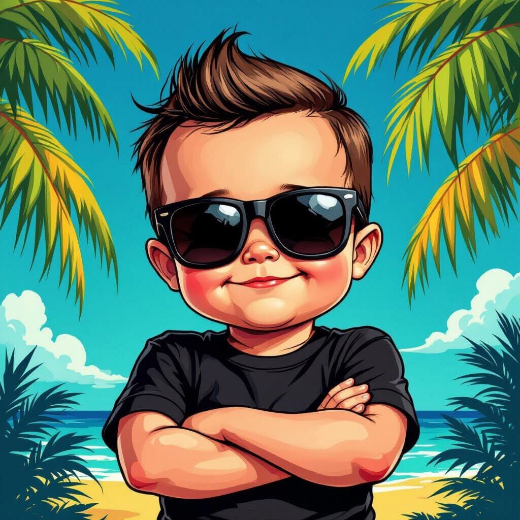 Cool Baby with Sunglasses in Cartoon Meme Style