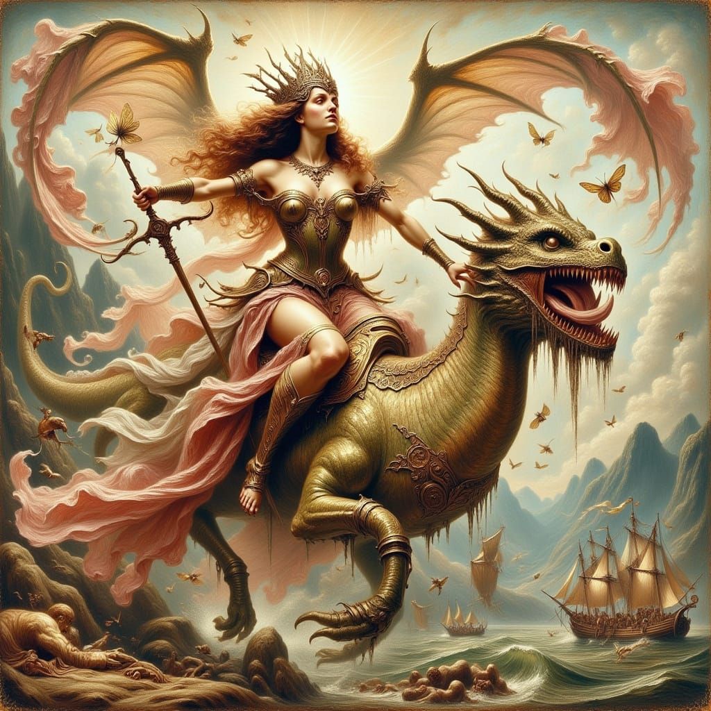 Warrior Fairies Ride Dragons in Fantasy World