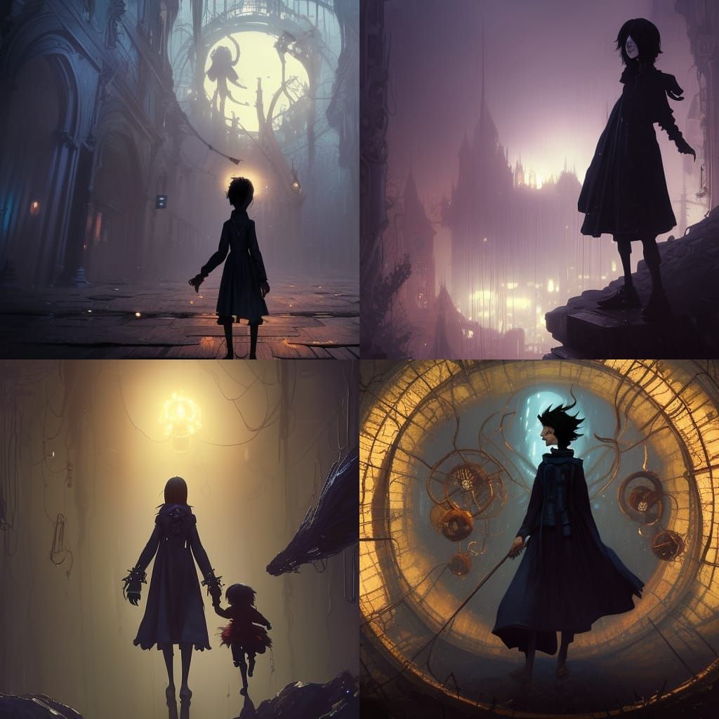 Coraline in Dark Fantasy Style by Rutkowski