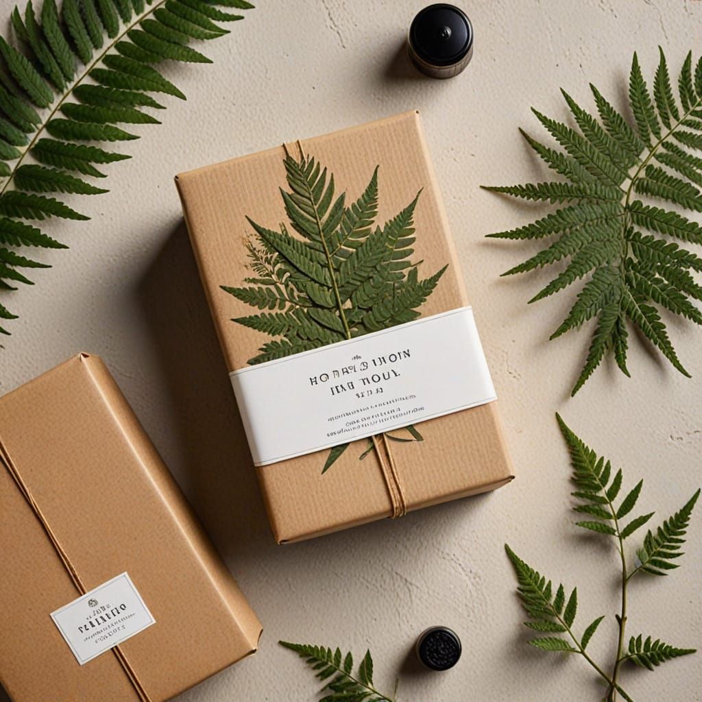 Eco Luxury Packaging Mockup in Textured Kraft Paper and Gold...