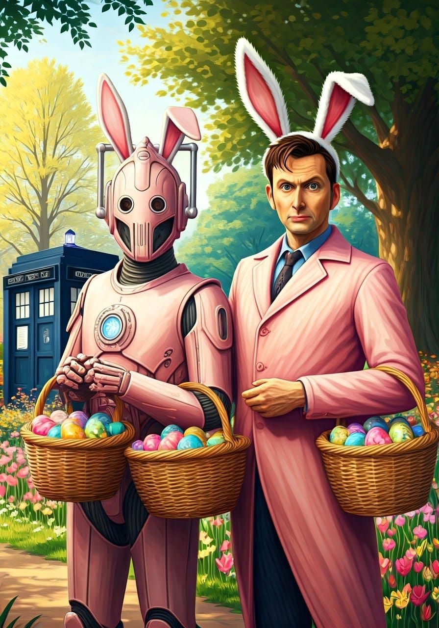 Radiant Pink Bunny Doctor Who and Cyberman Celebrate Easter ...