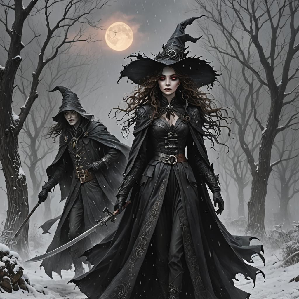 Weather Wizardess in Dark Fantasy Style