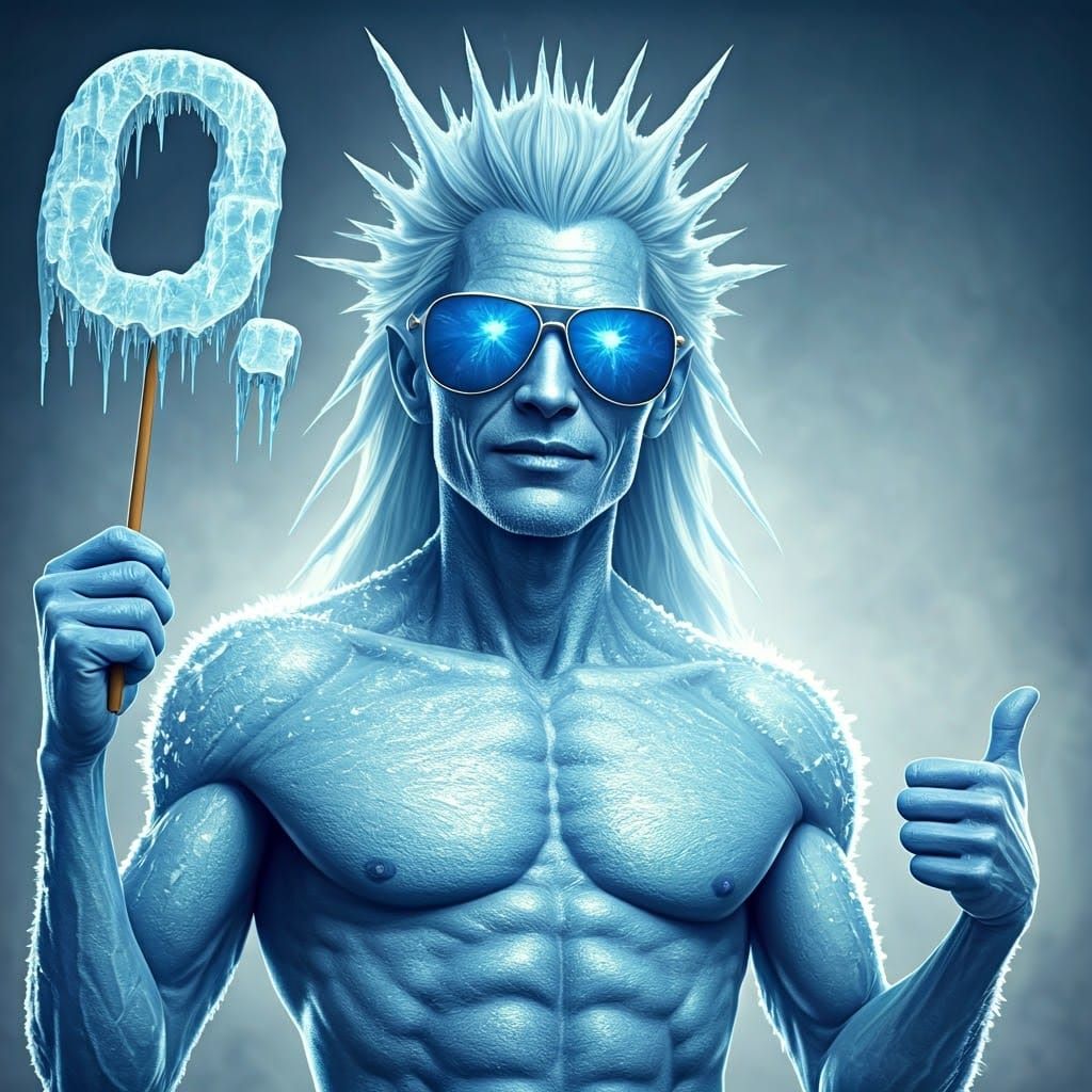 Surreal Ice Elemental Smizes with Cool Attitude in Cyberpunk...