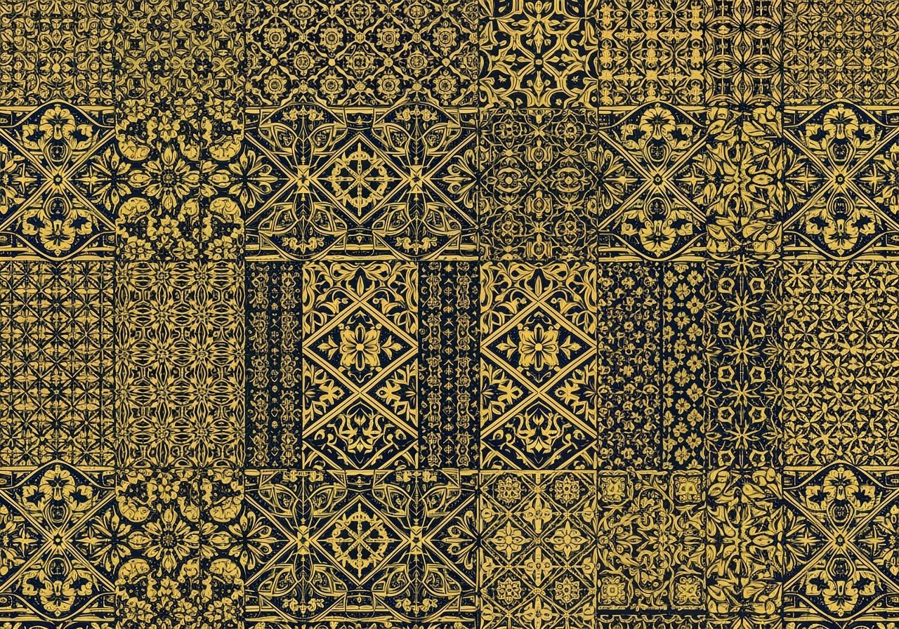 Intricate Gold and Dark Blue Seamless Pattern Design