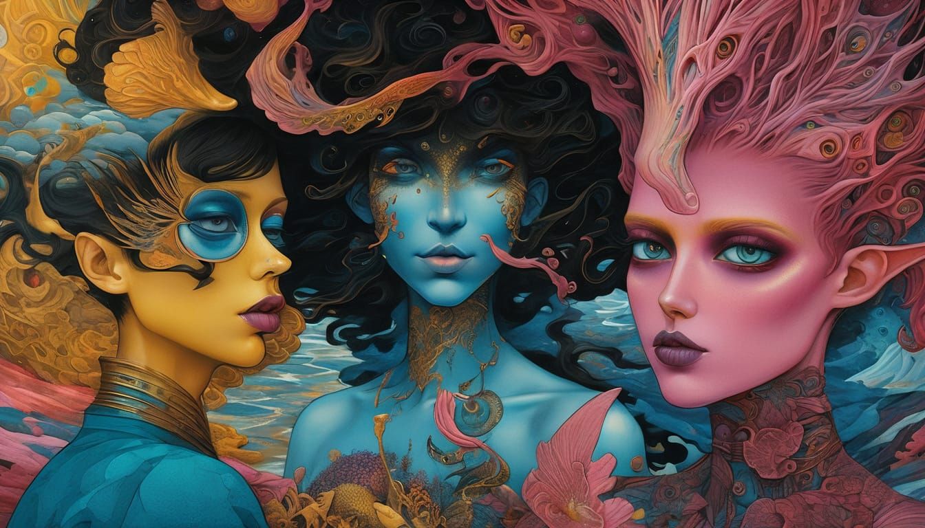 Surreal Androgynes Dancing with Ironic Expressions