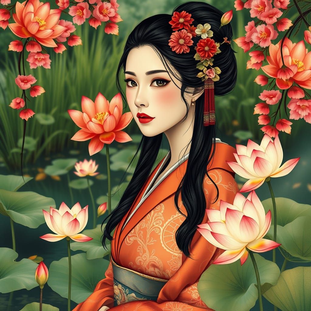 In the lotus garden.