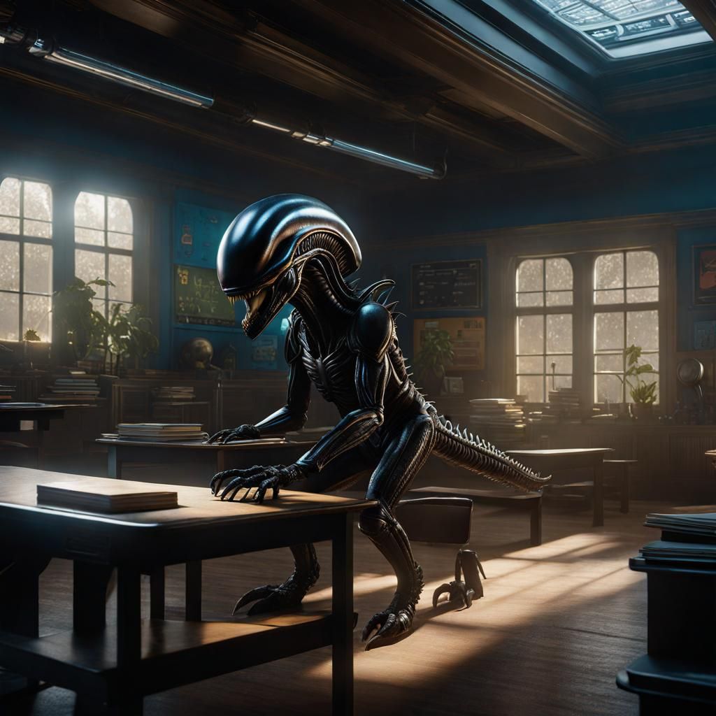 Baby Xenomorph Attends Monster School