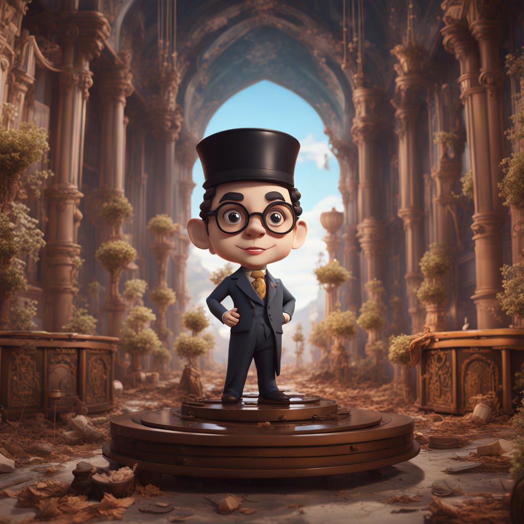 Chibi Harold Lloyd in Detailed Matte Painting